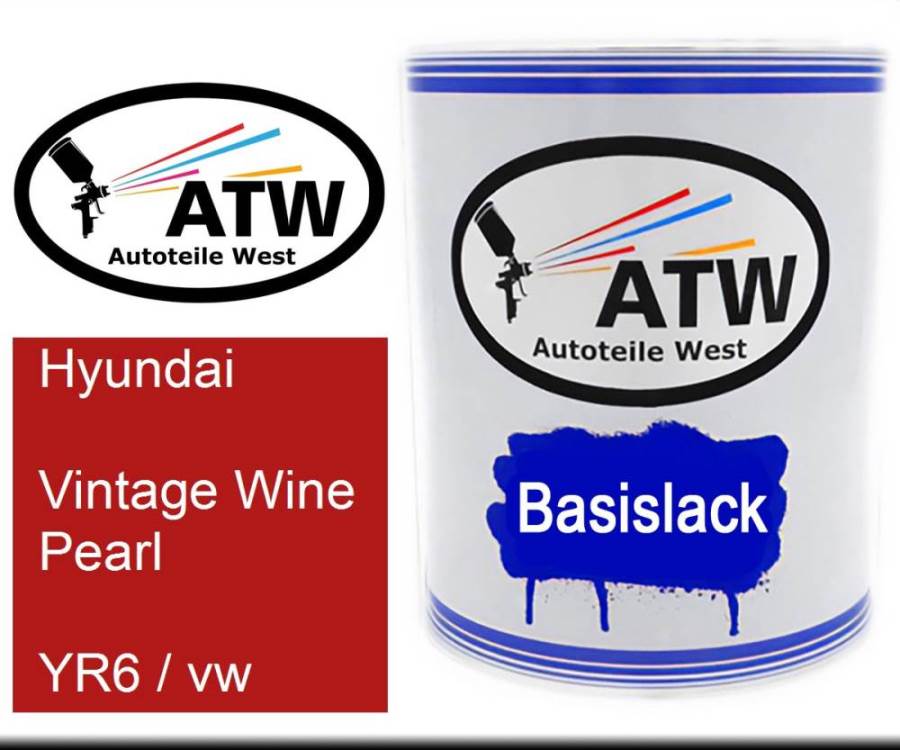 Hyundai, Vintage Wine Pearl, YR6 / vw: 1L Lackdose, von ATW Autoteile West.